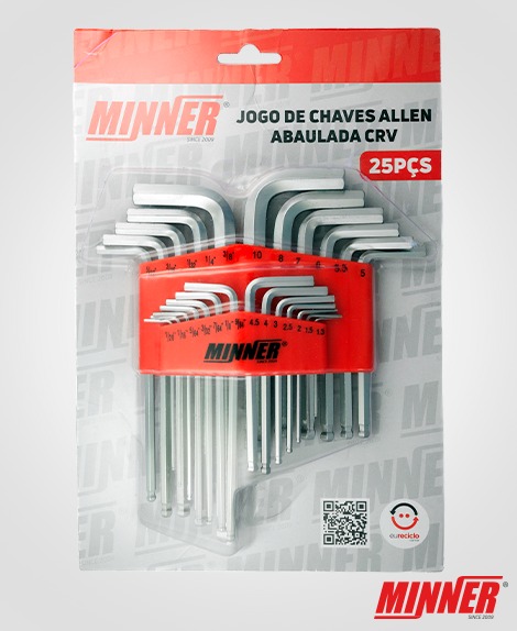 Jogo de Chave Allen 25 Peças Abaulada CRV - Imagem 2